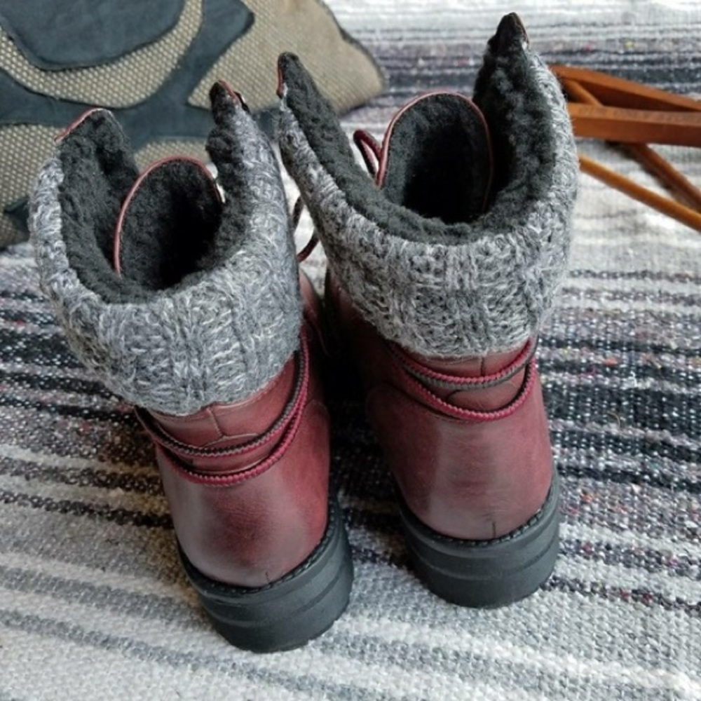 sz6.5,7 MIA Maylynn Maroon Shearling Boots - Picture 3 of 8